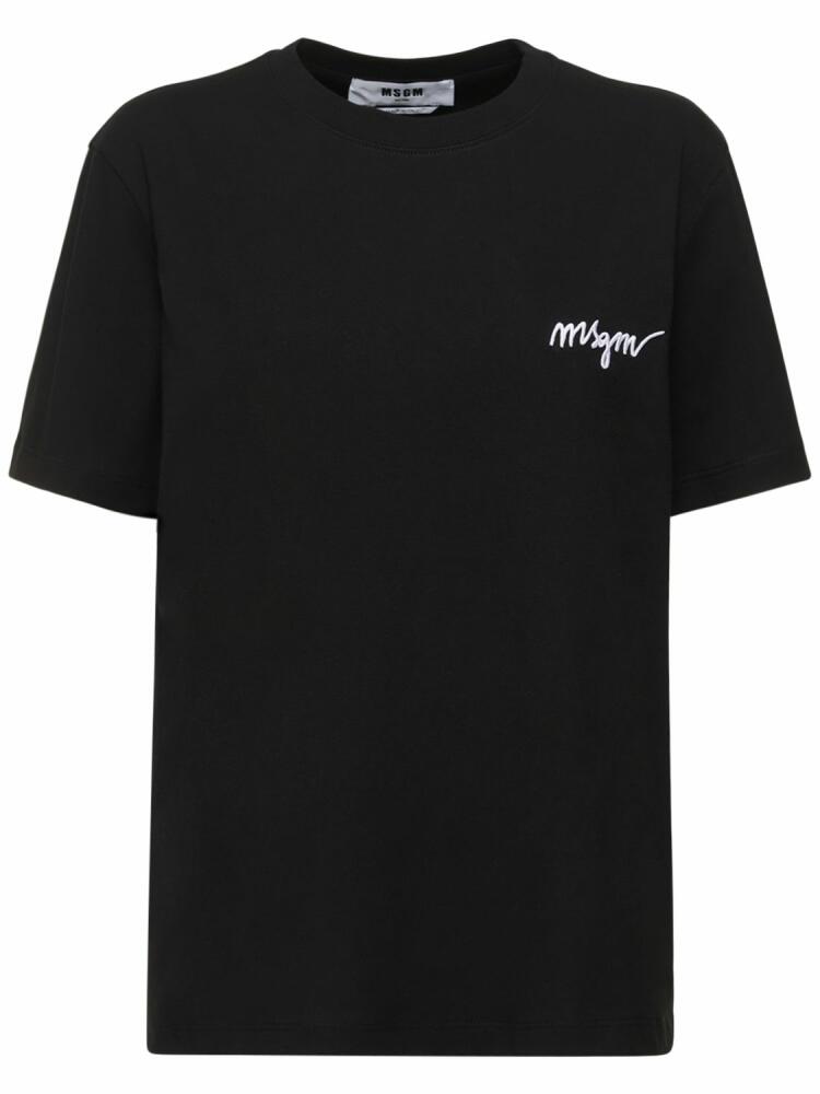 MSGM Cotton Jersey Logo T-shirt Cover