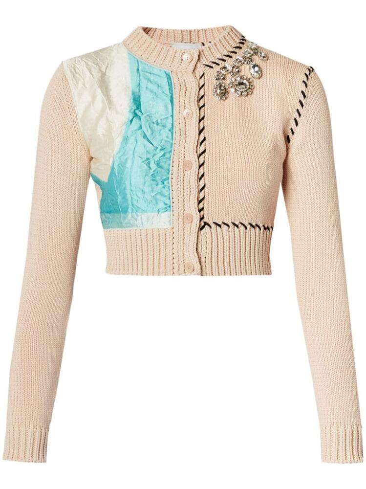 ERDEM appliquéd cropped cardigan - Pink Cover