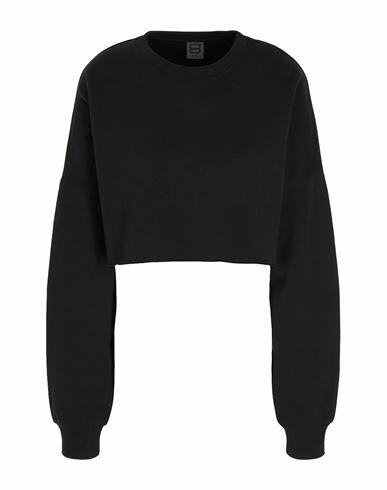 8 By Yoox Organic Cotton Crew-neck Cropped Raw Hem Sweatshirt Woman Sweatshirt Black Organic cotton Cover