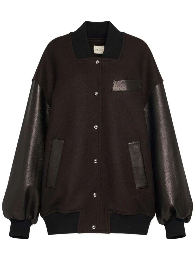 KHAITE Spencer Wool Blend Bomber W/leather Cover