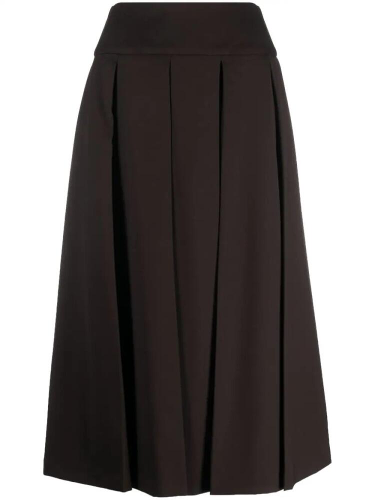 Patou pleated virgin-wool midi skirt - Brown Cover