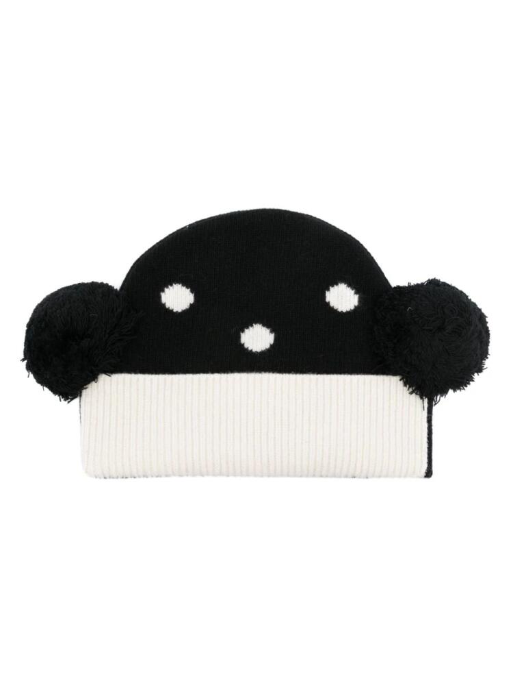 Walter Van Beirendonck intarsia-knit pompom wool beanie - Black Cover