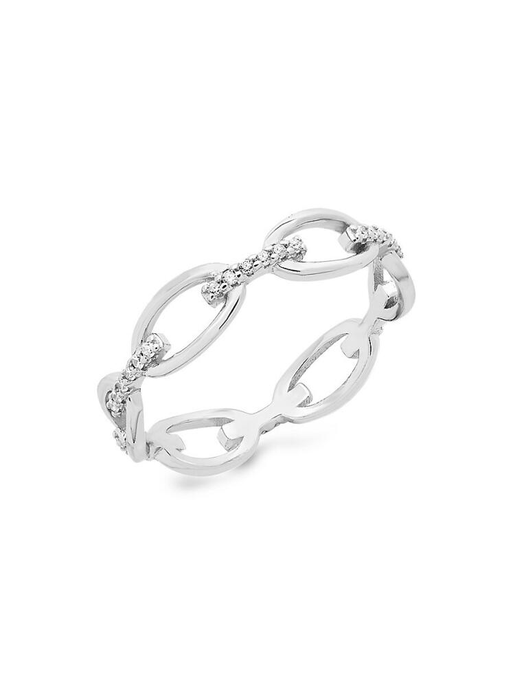 Sterling Forever Women's Sterling Silver & Cubic Zirconia Open Chain Link Ring/Size 6 Cover