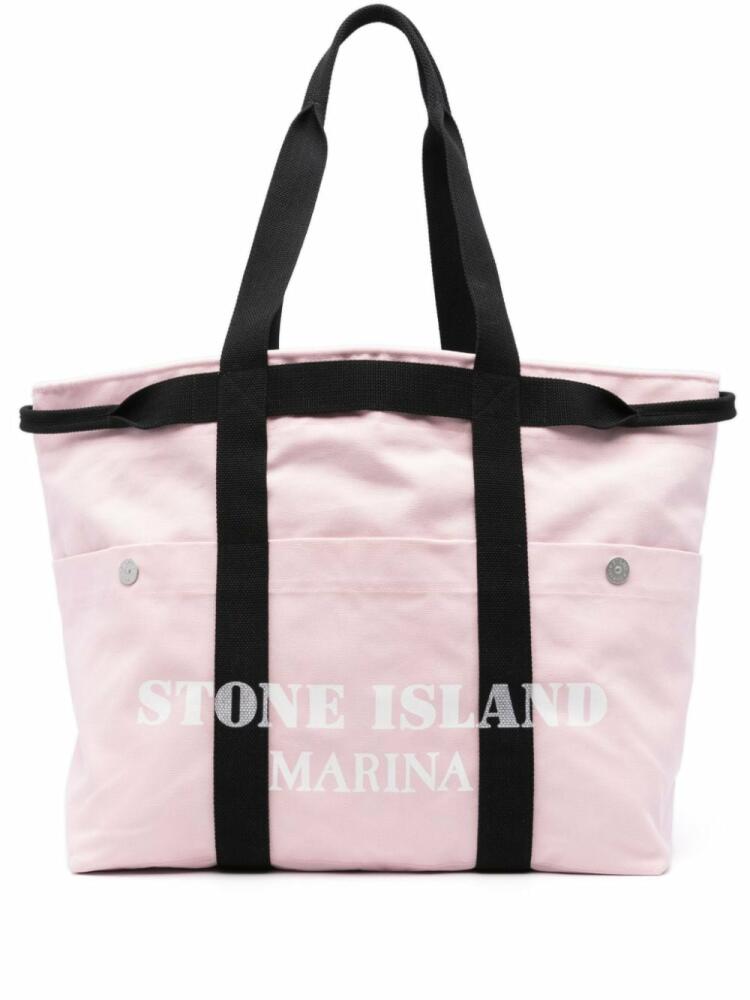 Stone Island Marian logo-print beach bag - Pink Cover