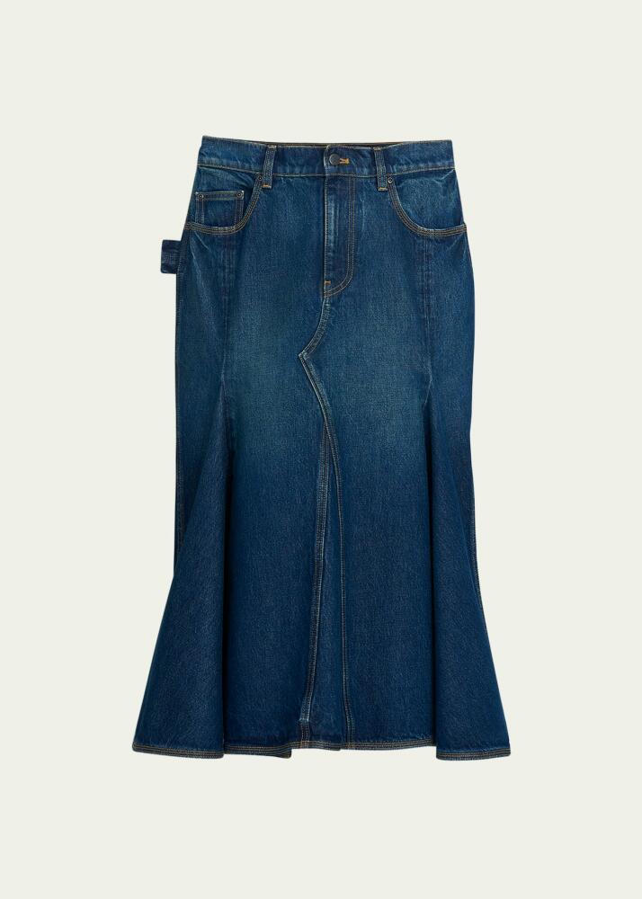 Marc Jacobs Paneled Denim Midi Skirt with Pleating Cover