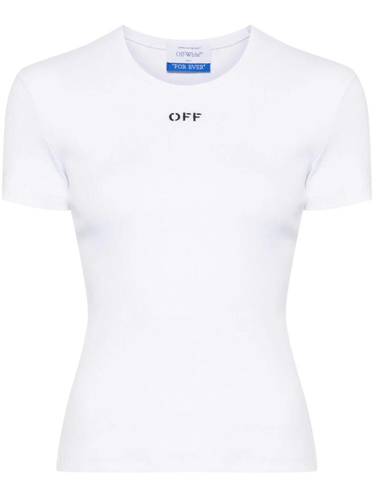 Off-White Off-embroidered ribbed t-shirt Cover