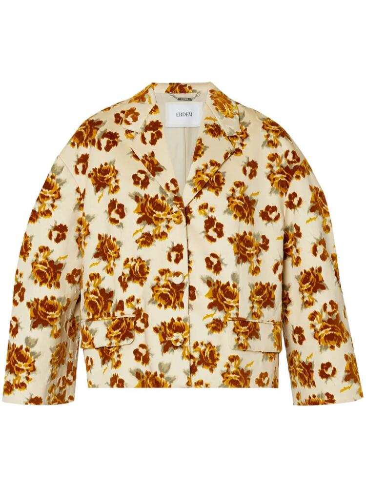 ERDEM floral-pattern velvet cropped jacket - Neutrals Cover