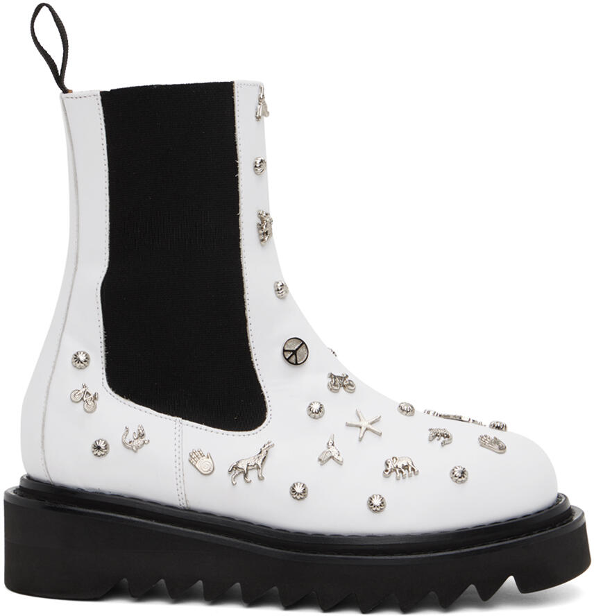 Toga Pulla White Embellished Boots Cover