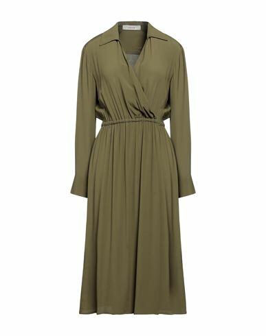 Jucca Woman Midi dress Military green Acetate, Silk Cover