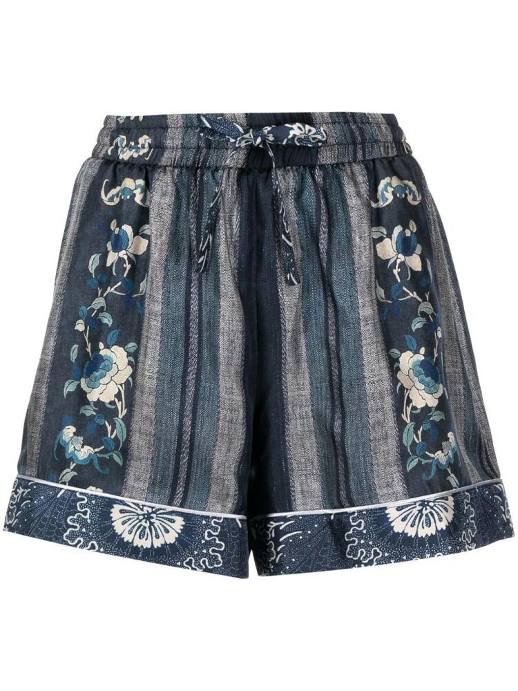 Pierre-Louis Mascia floral-print short shorts - Blue Cover