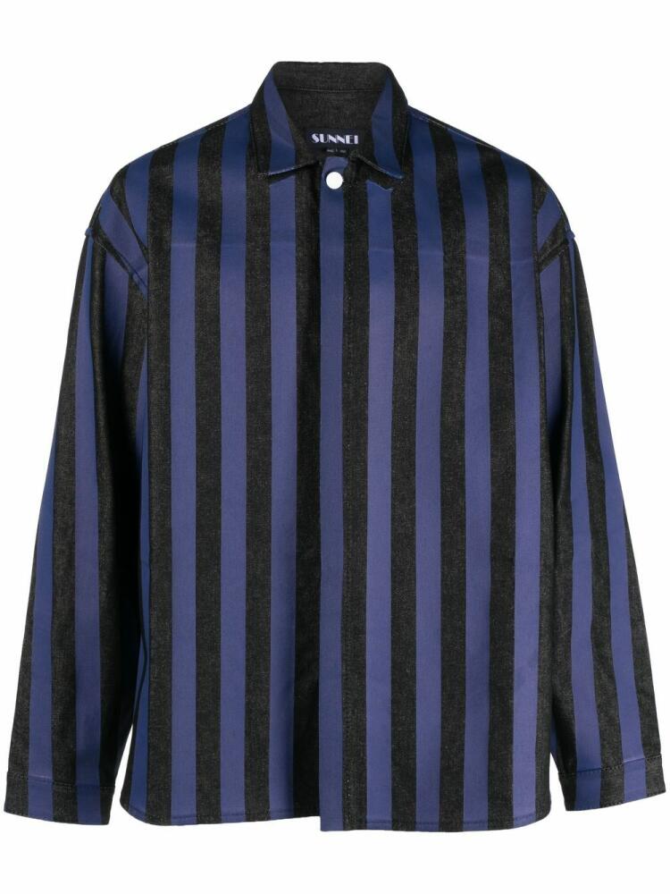 Sunnei striped long-sleeve shirt - Black Cover