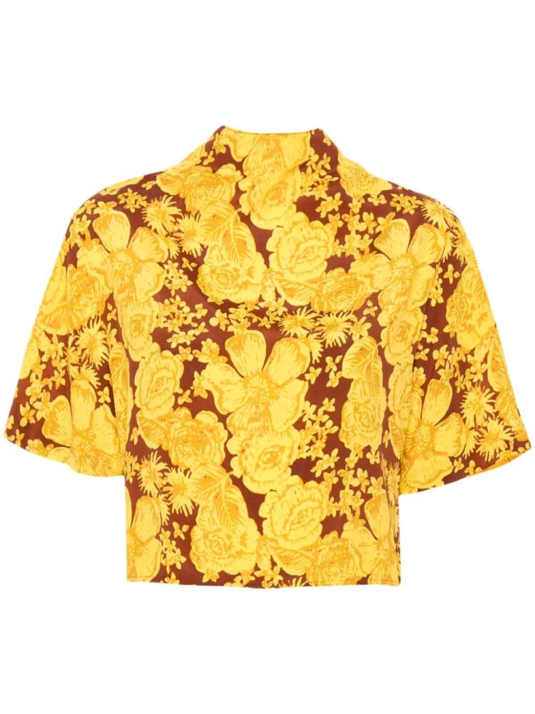 DVF Diane von Furstenberg Olympia cropped blouse - Yellow Cover