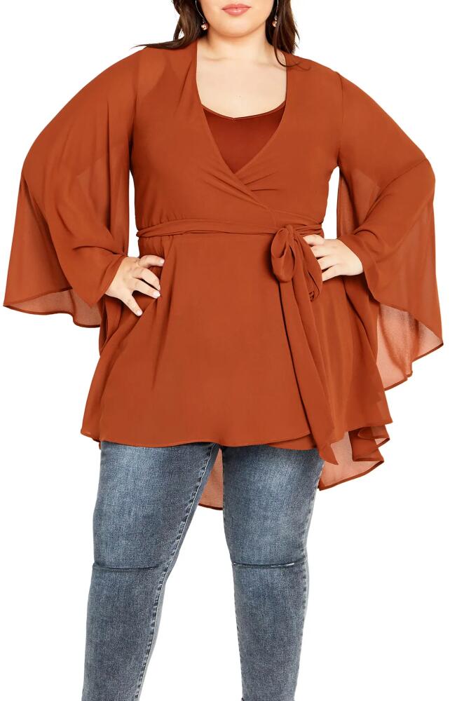 City Chic Fleetwood Chiffon Wrap Tunic in Ginger Cover