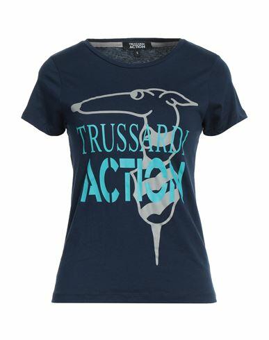 Trussardi Action Woman T-shirt Midnight blue Cotton Cover