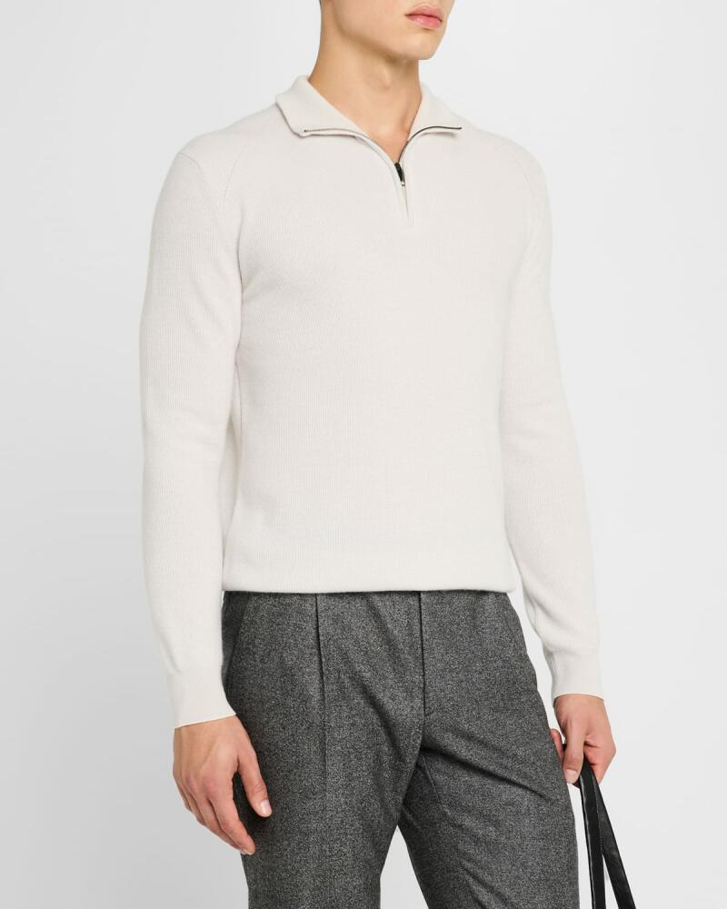 Brioni Men's Cashmere Quarter-Zip Sweater Cover