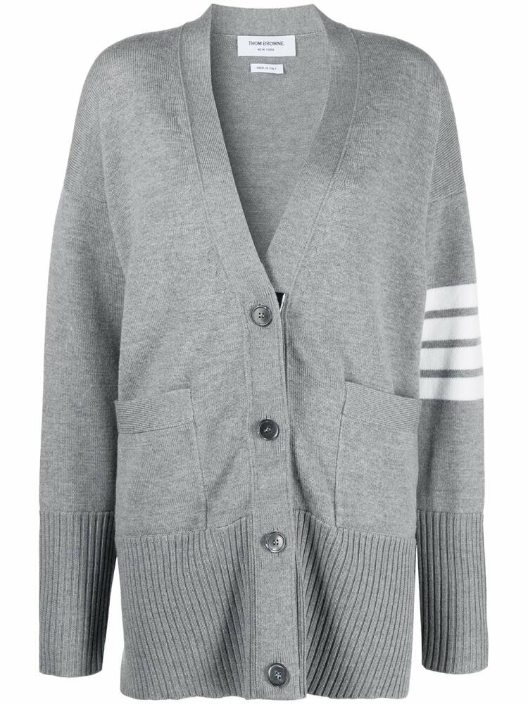 Thom Browne oversized 4-Bar stripe cardigan - Grey Cover