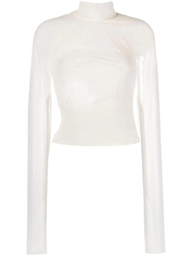 Eckhaus Latta high-neck mesh top - White Cover