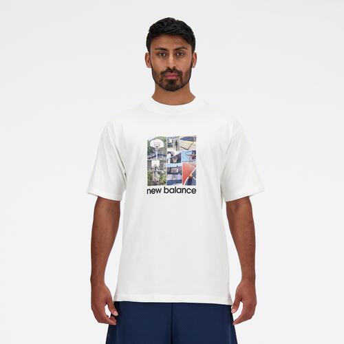 New Balance Hoops Graphic T-Shirt - Mens White/Multi Cover