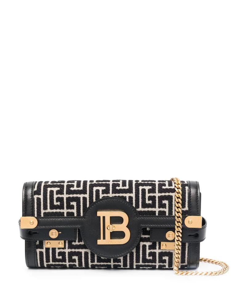 Balmain B-Buzz 23 monogram jacquard clutch bag - Black Cover