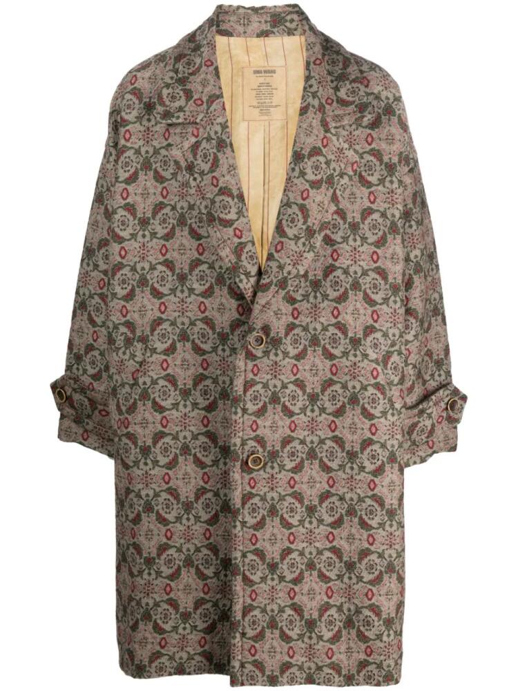 Uma Wang graphic-print single-breasted coat - Neutrals Cover