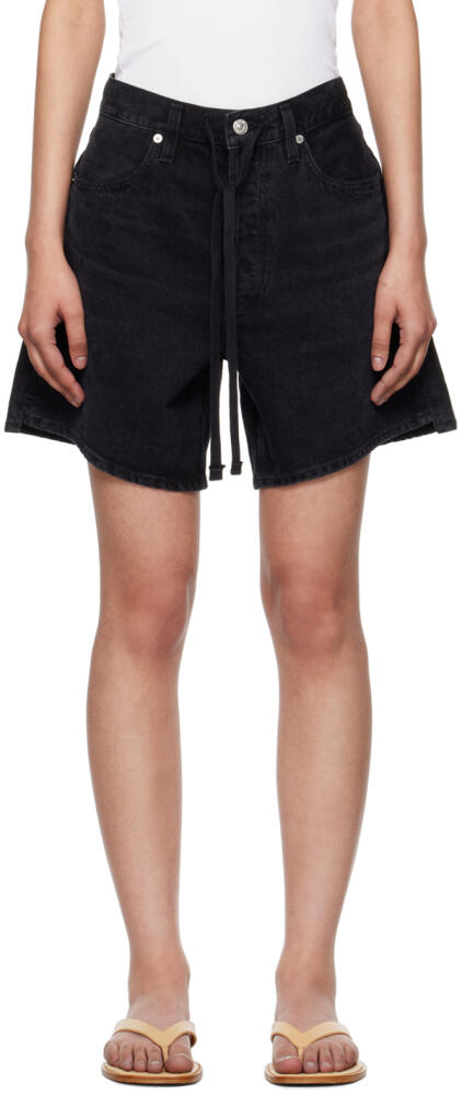 Citizens of Humanity Black Brynn Drawstring Denim Shorts Cover