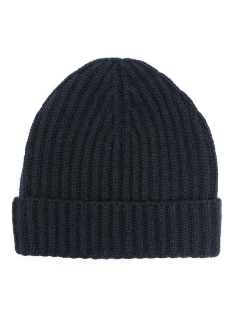 Malo ribbed-knit cashmere beanie - Blue Cover