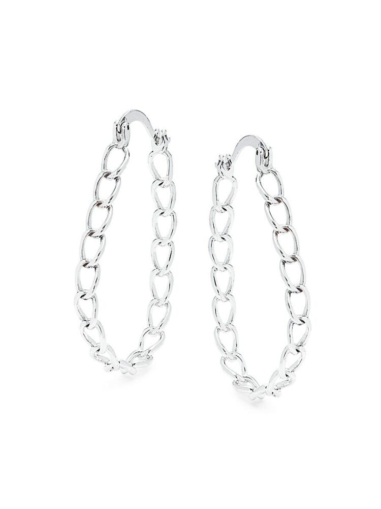 Sterling Forever Women's Rhodium Plated Chain Link Hoop Earrings Cover