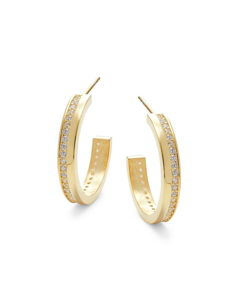 Argento Vivo Women's 18K Yellow Goldplated Sterling Silver & Cubic Zirconia Half Hoop Earrings Cover