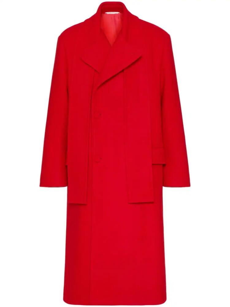 Valentino Garavani scarf-collar double-breasted wool coat - Red Cover