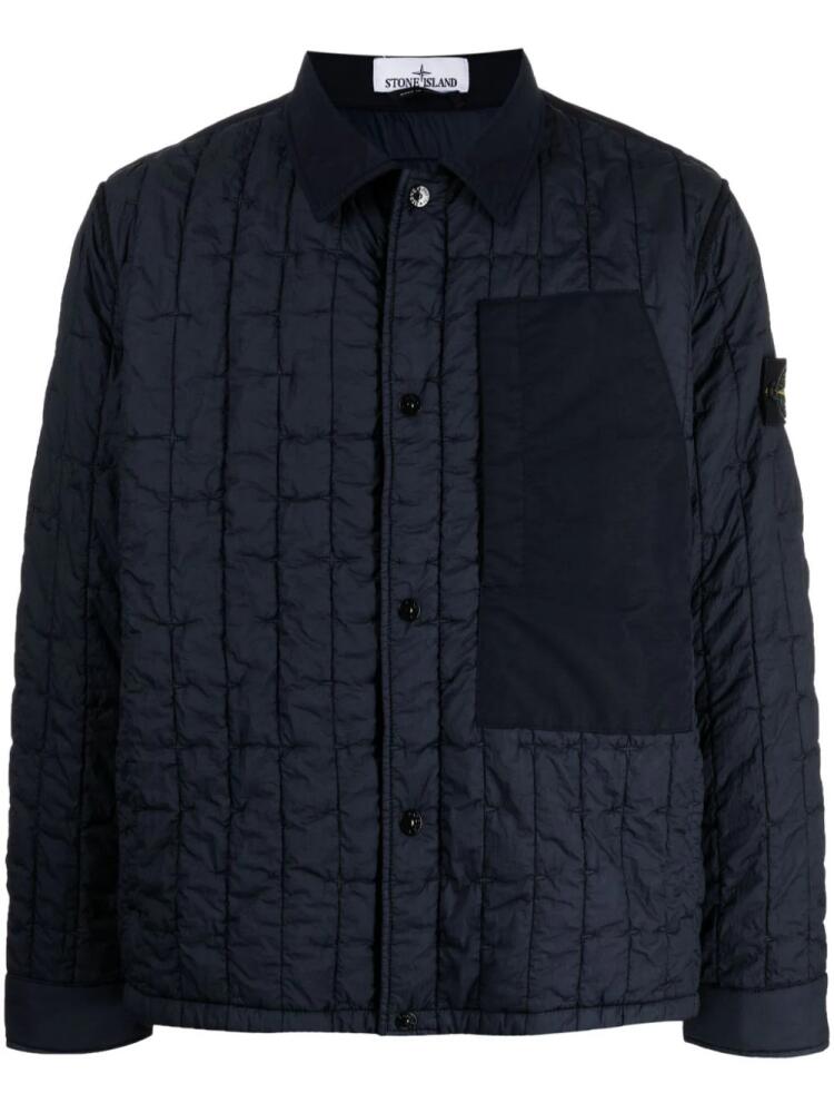 Stone Island Compass-appliqué quilted jacket - Blue Cover