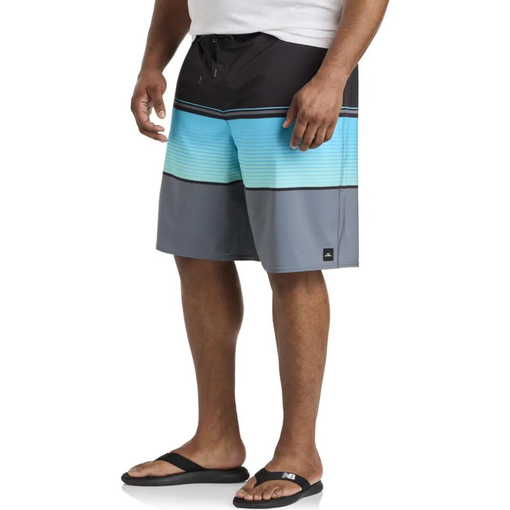 O'Neill Lennox Colorblock Stripe Board Shorts in Black Cover