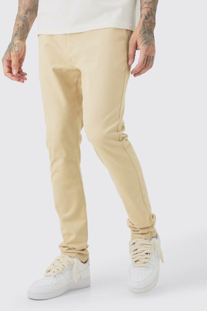 boohoo Mens Tall Fixed Waist Skinny Chino Pants - Beige Cover