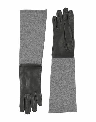 Fabiana Filippi Woman Gloves Grey Merino Wool, Cashmere, Leather Cover