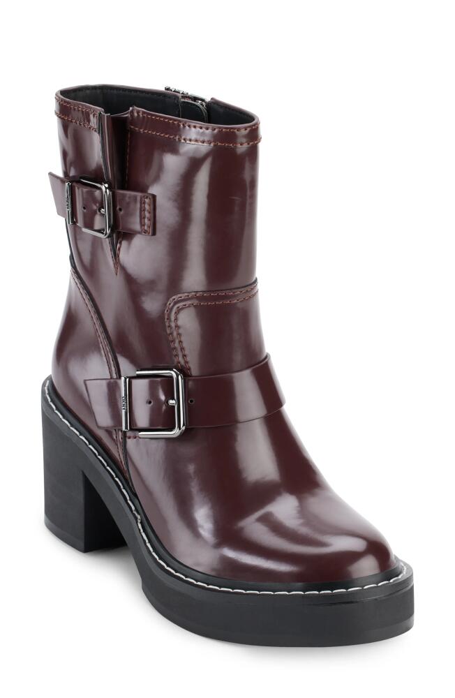 DKNY Daray Buckle Block Heel Bootie in Bordeaux Cover