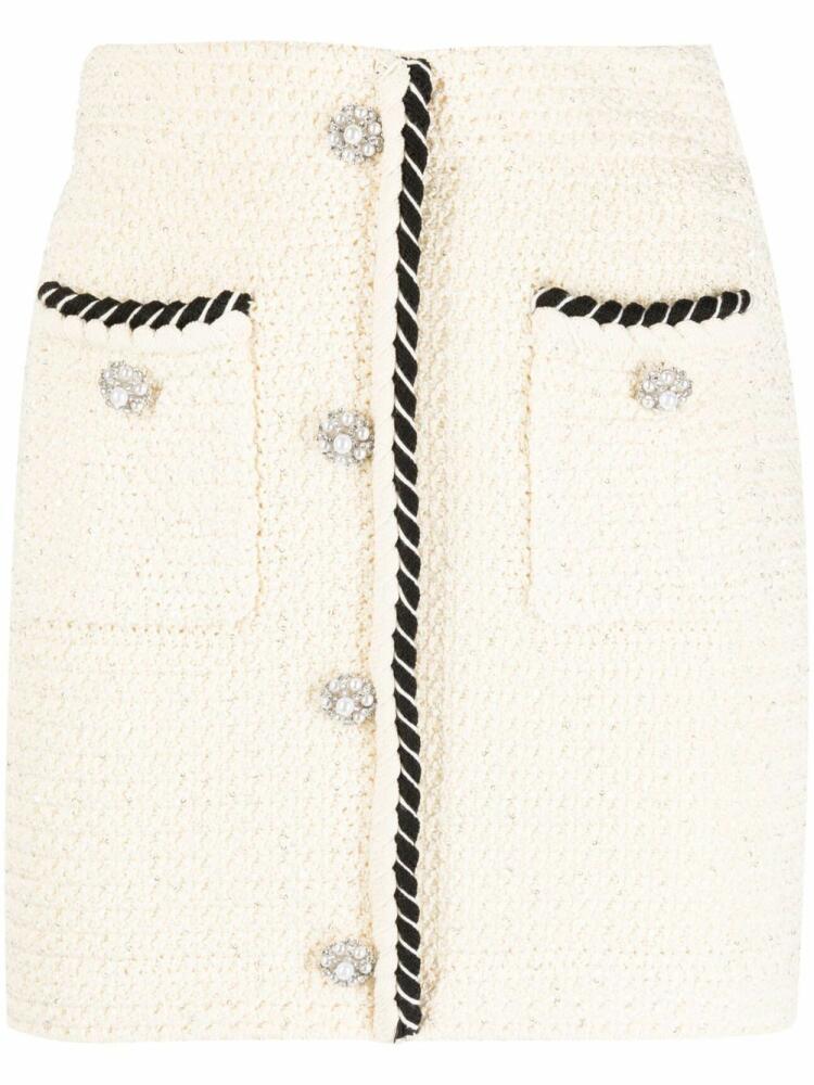 Self-Portrait braided-trim knitted skirt - Neutrals Cover