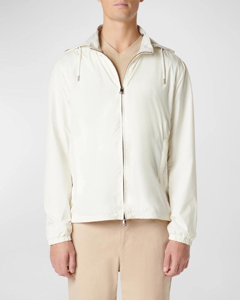 Bugatchi Men's Wind-Resistant Jacket with Detachable Hood Cover