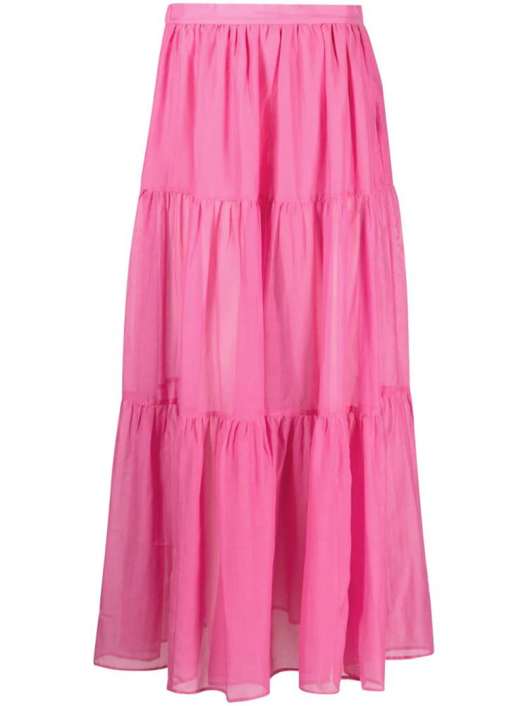 Manebi cotton-silk blend tiered skirt - Pink Cover