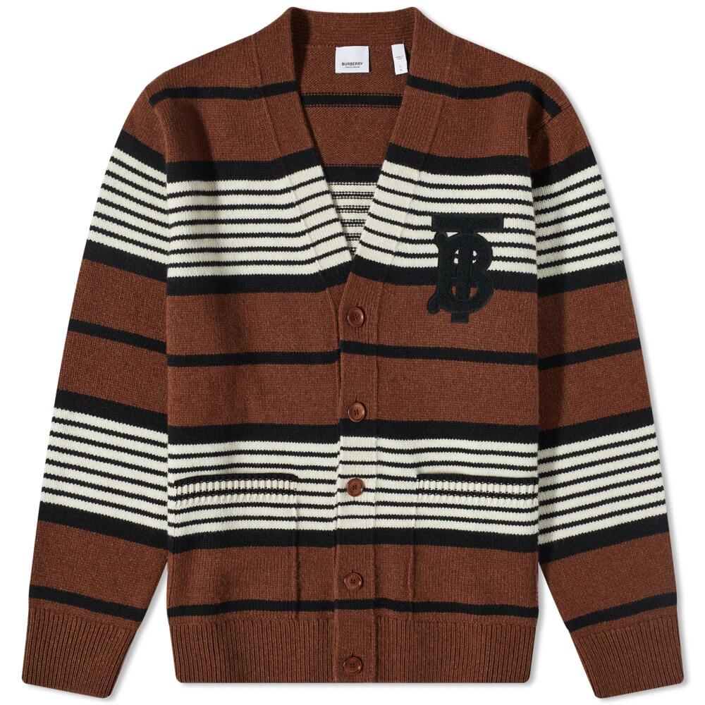 Burberry Men's Triple Stripe TB Cardigan in Dark Birch Brown Cover