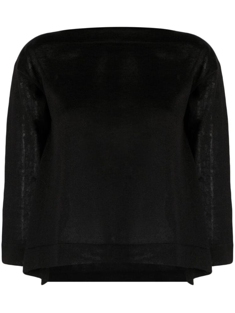 Daniela Gregis semi-sheer linen top - Black Cover