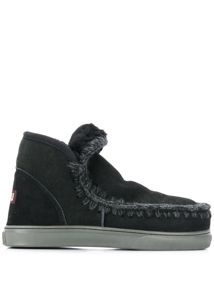 Mou crochet stitch-trim sneaker boots - Black Cover