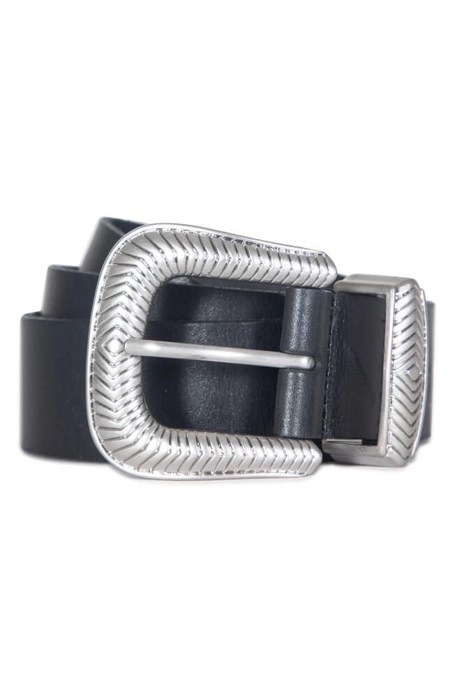 AllSaints Western Leather Belt in Black/Antique Nickel Cover