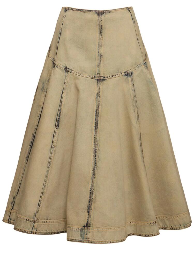 FERRAGAMO Cotton Blend Denim Midi Skirt Cover