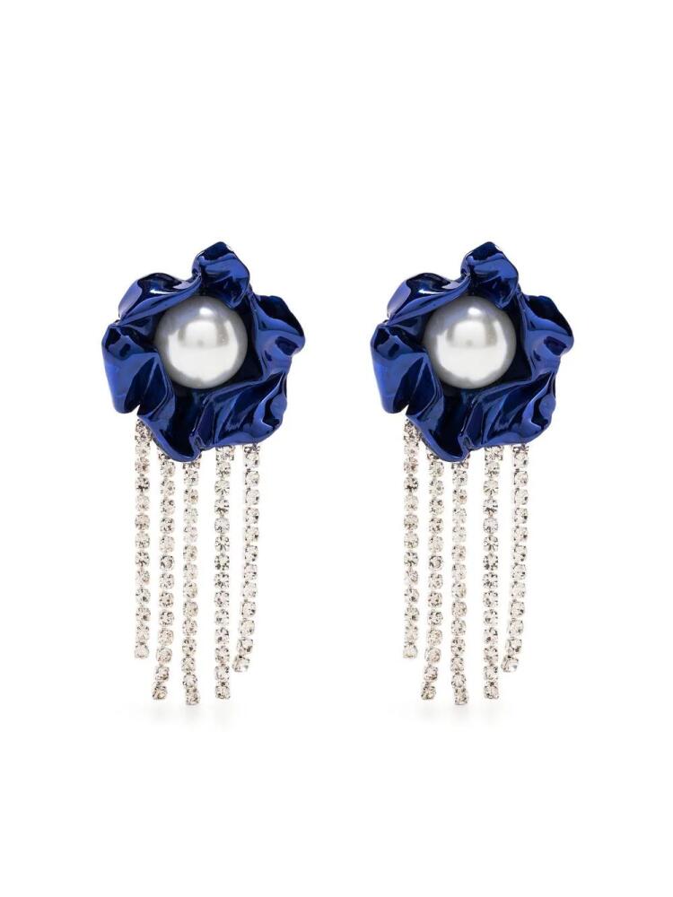 Sterling King Titania pearl crystal drop earrings - Blue Cover