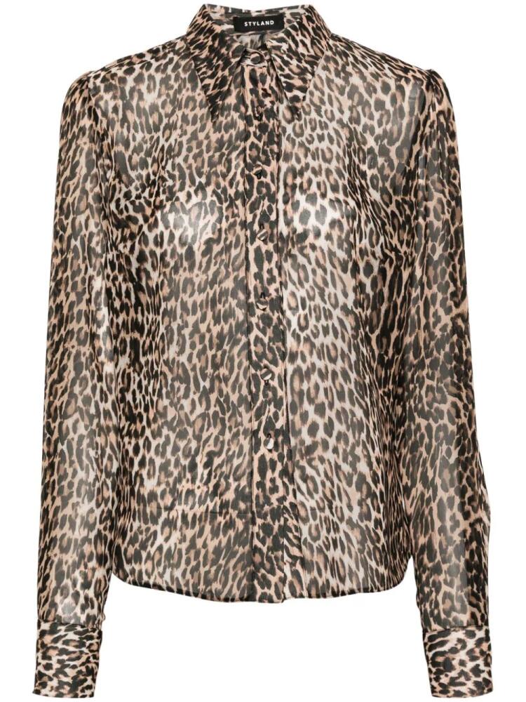 STYLAND leopard-print silk shirt - Brown Cover