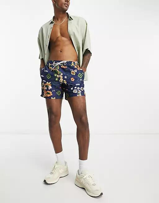 Farah Murphy swim shorts in navy floral Cover