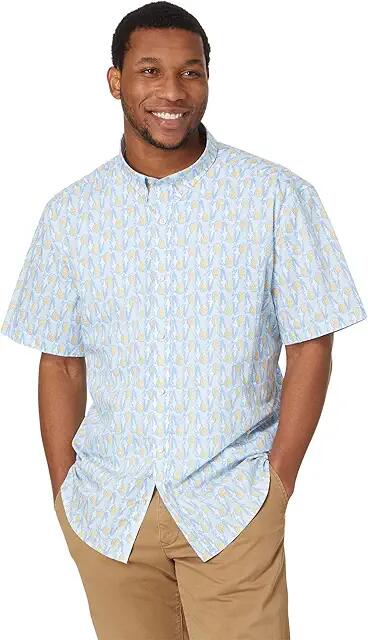 Johnston & Murphy Short Sleeve Pineapple Print Shirt (White) Men's Short Sleeve Knit Cover