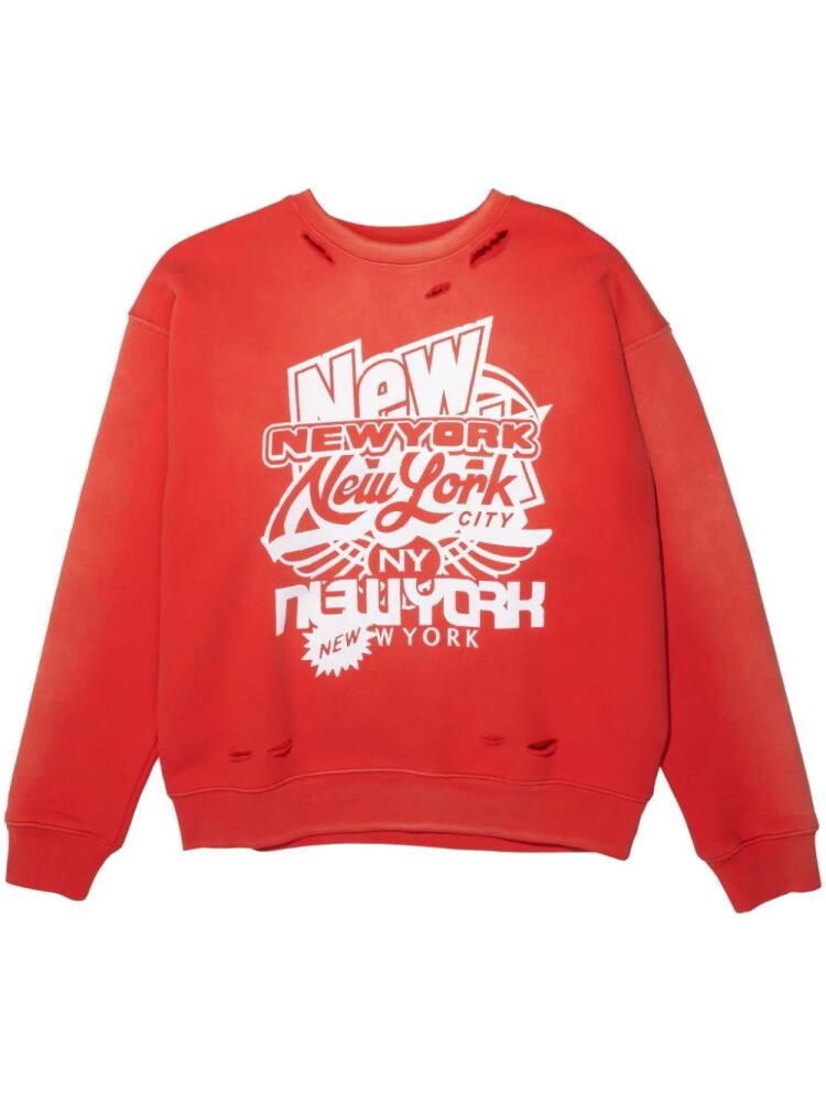 Purple Brand slogan-print cotton sweatshirt - Red Cover