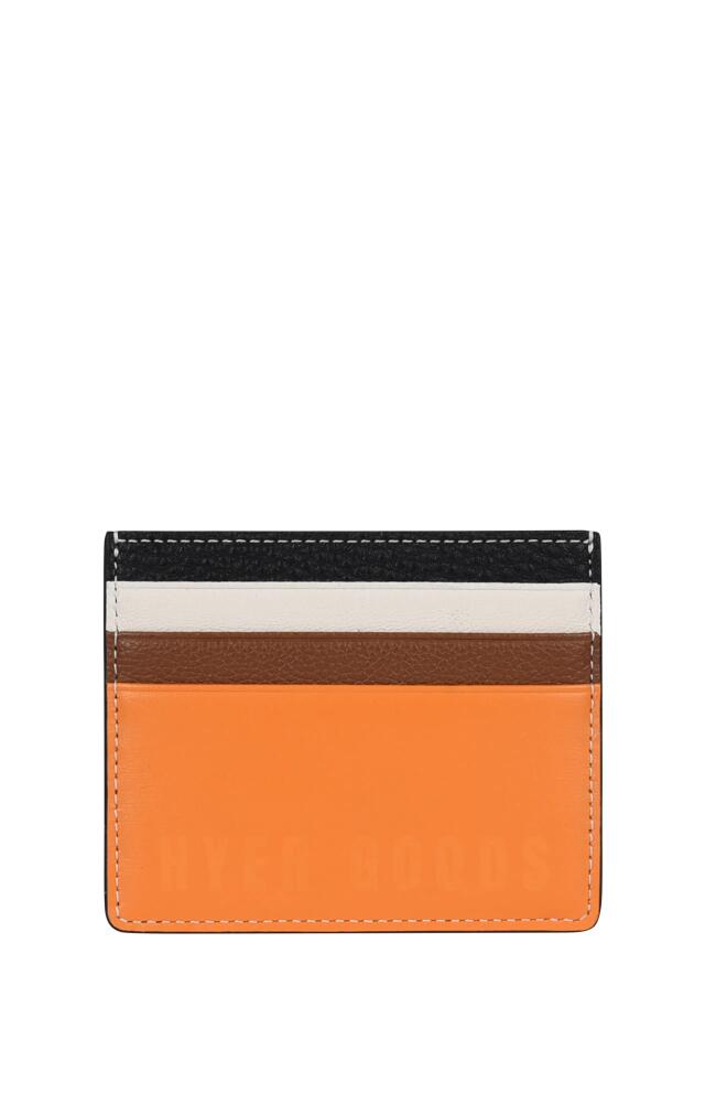 HYER GOODS Upcycled Leather Card Wallet in Orange Colorblock Cover