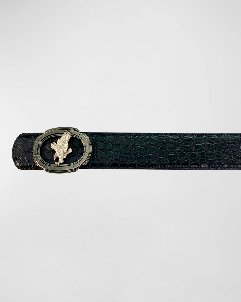 Stefano Ricci Men's Signature Eagle Crocodile Leather Belt Cover