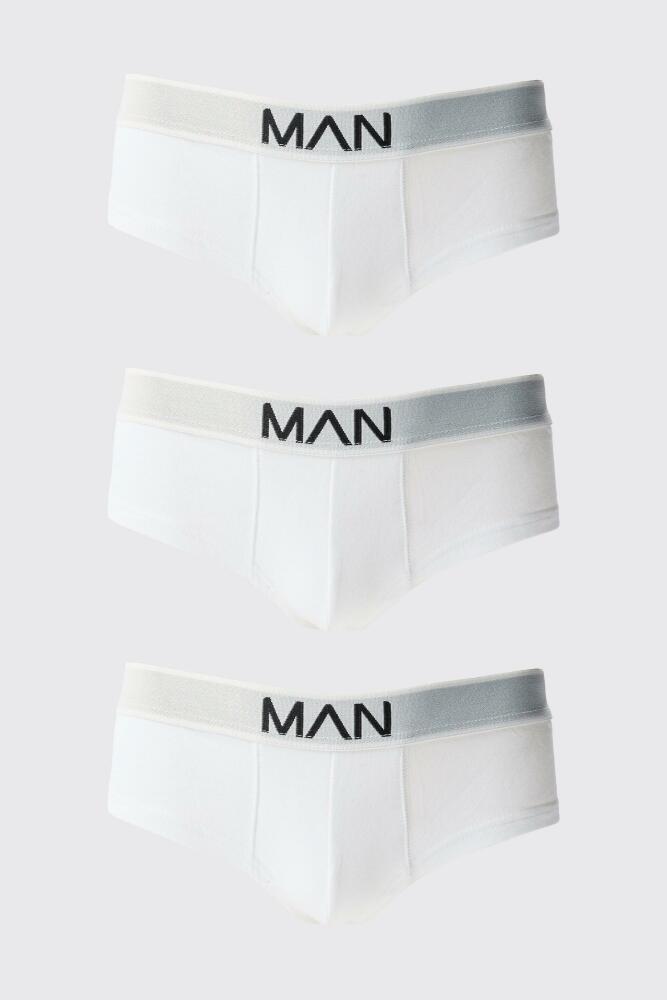 boohoo Mens 3 Pack Man Logo Briefs - White Cover